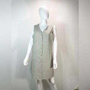 Vintage Ellen Ashley Nutual V-neck Button Up Sleeveless‎ Dress